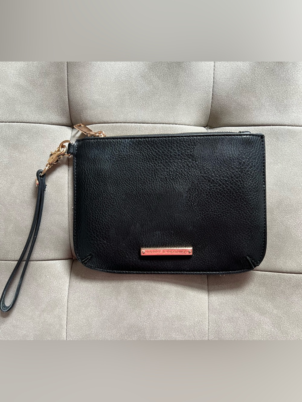 Poppy & Peonies Black Wristlet Clutch with Gold Hardware